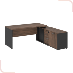 mesa dinâmica com armário lateral + porta de correr e pé painel | start